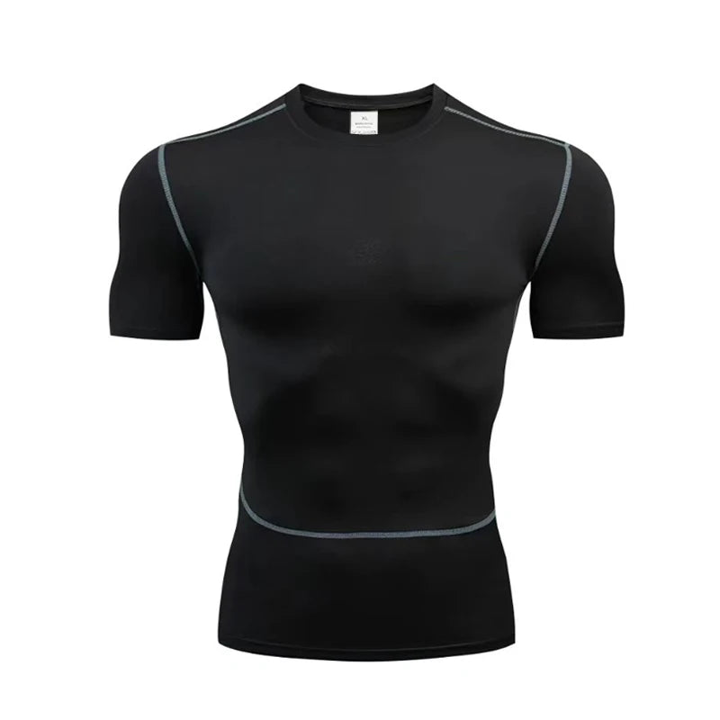 Men's Compression Training Shirt – Short Sleeve Rashguard for Running & Gym Workouts