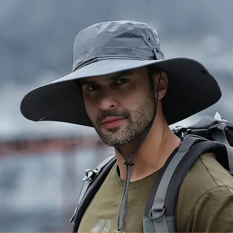 Unisex Wide Brim UV Sun Hat | Breathable Mesh Boonie for Hiking & Fishing