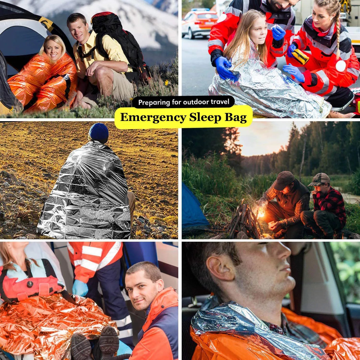 Emergency Survival Sleeping Bag | Waterproof Thermal Mylar Blanket for First Aid & Rescue
