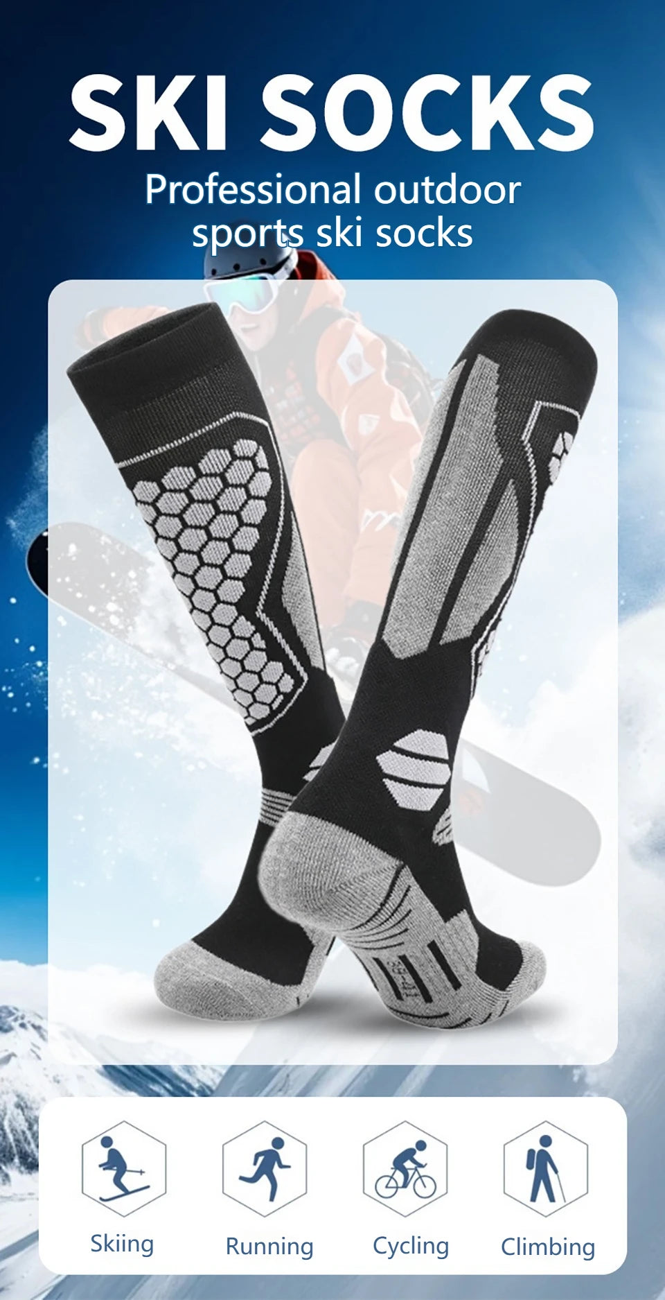 GTUBIKE Thermal Knee-High Sports Socks | Cycling, Skiing & Snowboarding