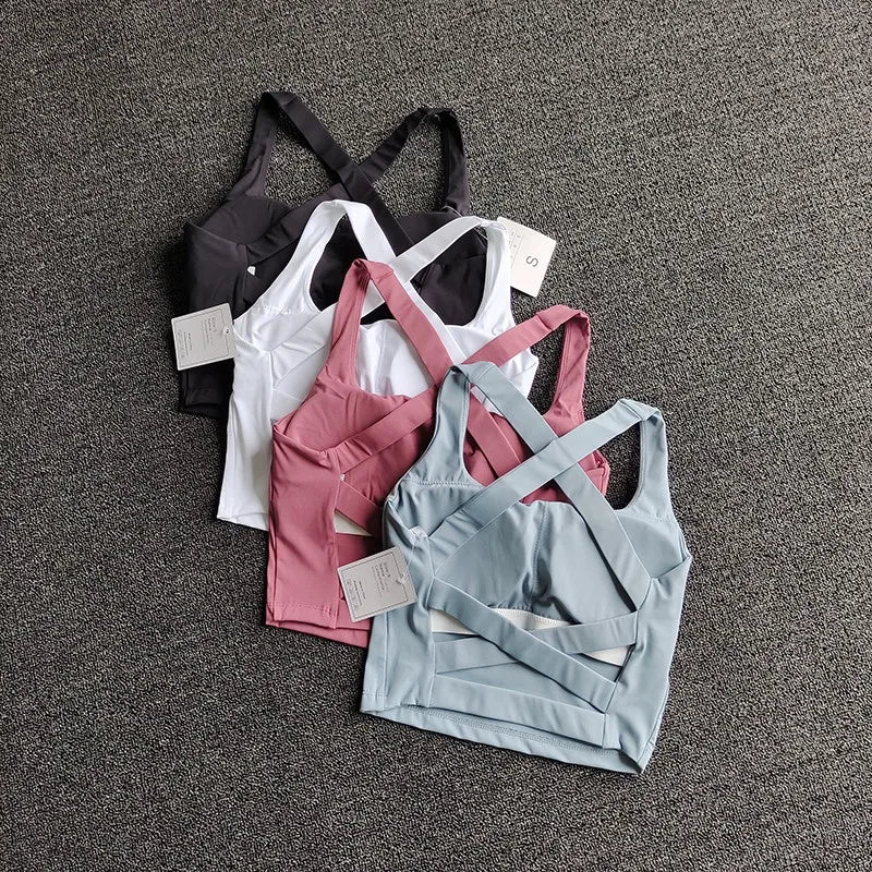 Women's Cross-Strap Wrap Sports Bra | Breathable Push-Up Gym & Yoga Bralette | RUNGEAR