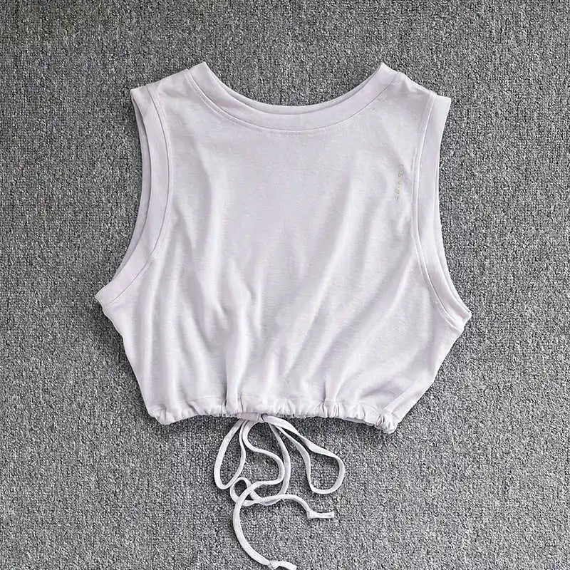 Women's Drawstring Crop Sports Top | Breathable Sleeveless Fitness Vest