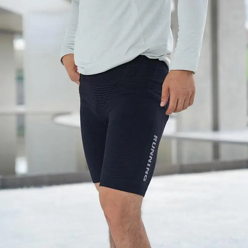 Men's Compression Running Shorts with Pockets | Quick-Dry Nylon-Elastane Athletic Shorts