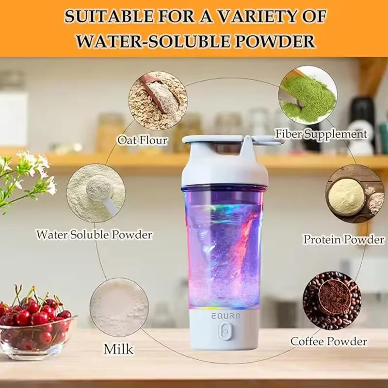 Hydration Gear Accessories: 500ML Portable USB, C Rechargeable Electric Protein Shake Pulse Blender Bottle, BPA Free / Rungear