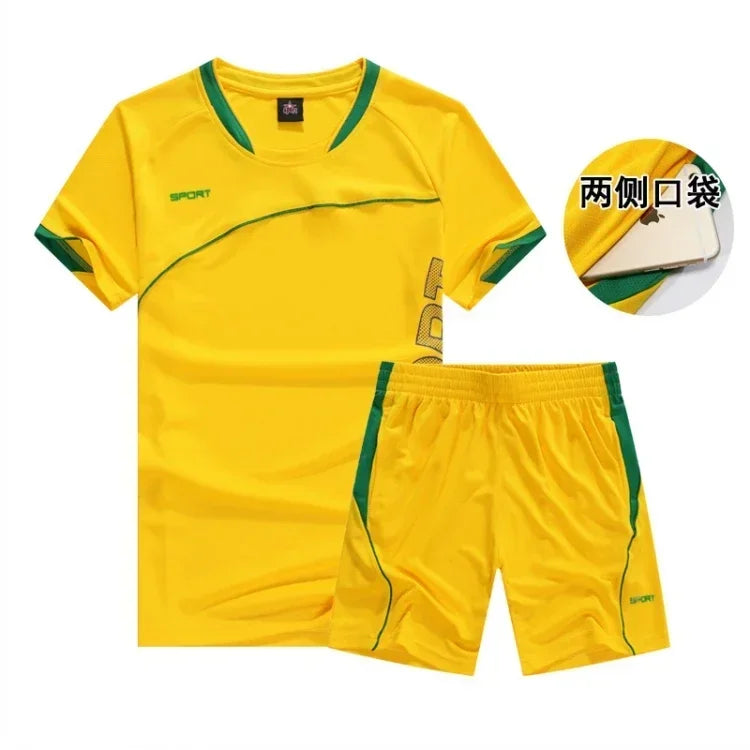 Men's 2-Piece Running Sports Set – Short Sleeve Jersey & Shorts | Gym, Football & Fitness
