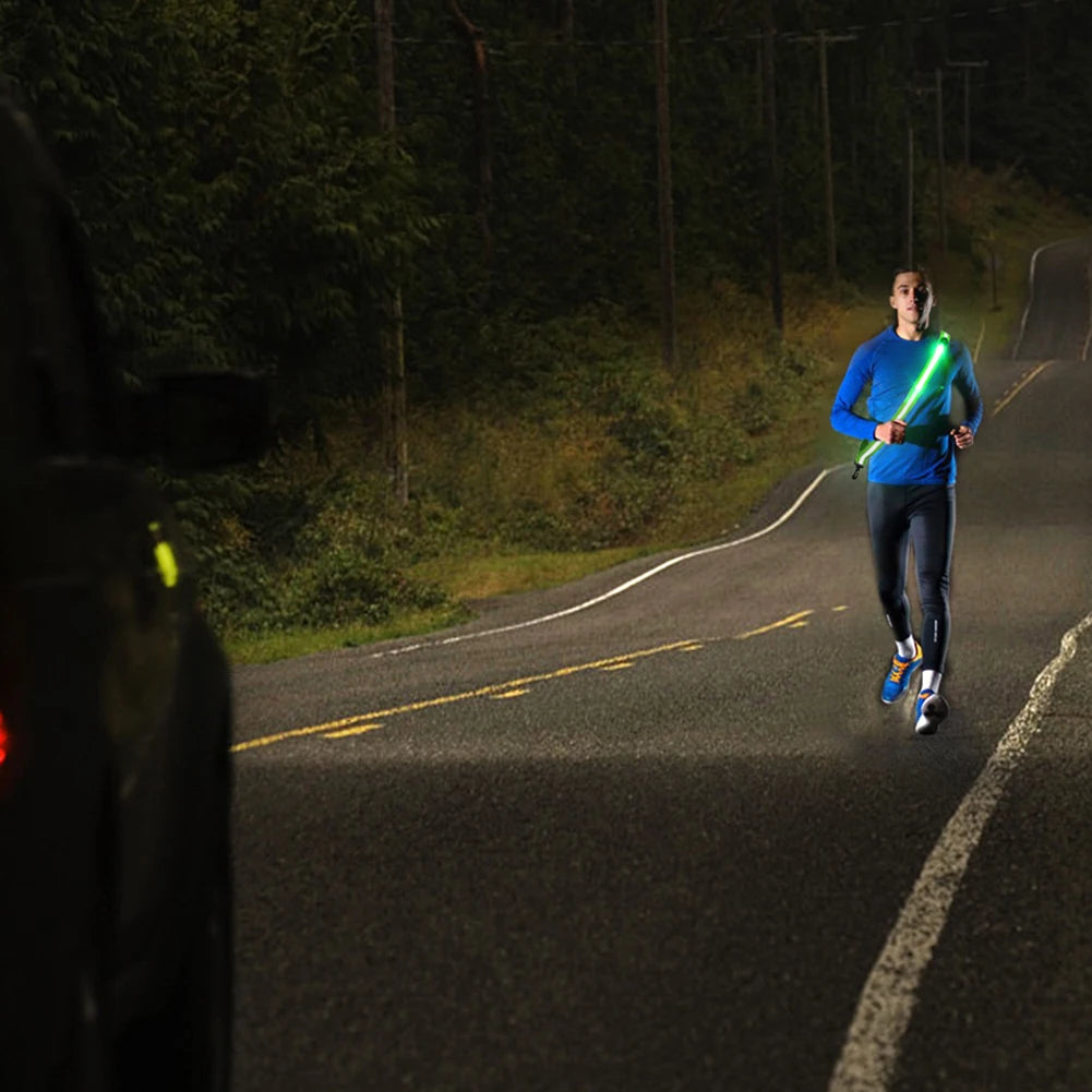 USB Rechargeable LED Reflective Running Strap – High Visibility Crossbody Safety Light