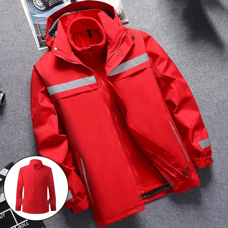 Plus Size High Visibility Waterproof Windproof Safety Jacket Reflective with Detachable Liner