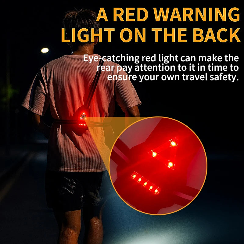 Waterproof Safety Night Running Lamp Chest Lamp with 90° Adjustable Beam Angle and Reflective Straps