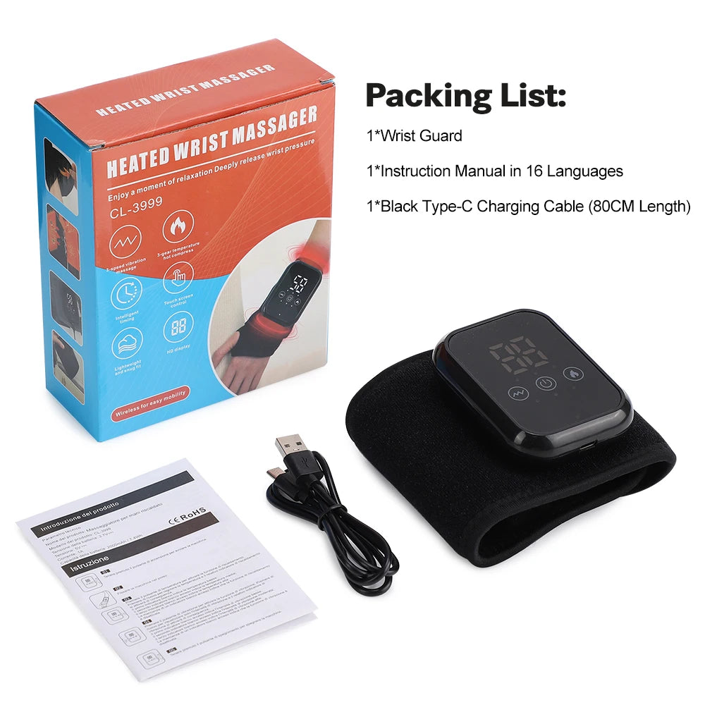 Electric Heating Wrist Brace Vibration Massage Hot Compress Ankle Wrap And Hand Protector Rechargeable Wristband