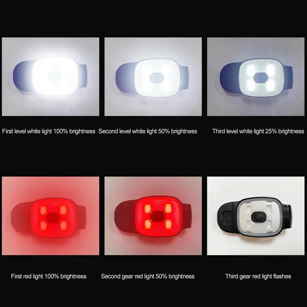 USB Rechargeable LED Clip Headlamp – Lightweight, Waterproof Night Running Safety Light | White & White/Red | RUNGEAR