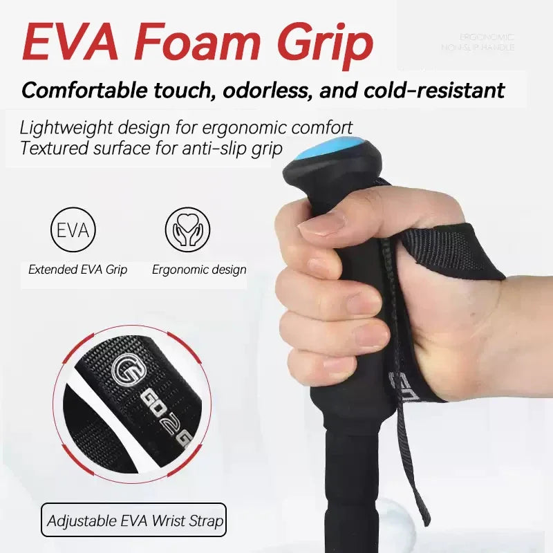 Carbon Fibre Hiking Poles | Ultralight Foldable Trekking Poles with EVA Grip & External Lock
