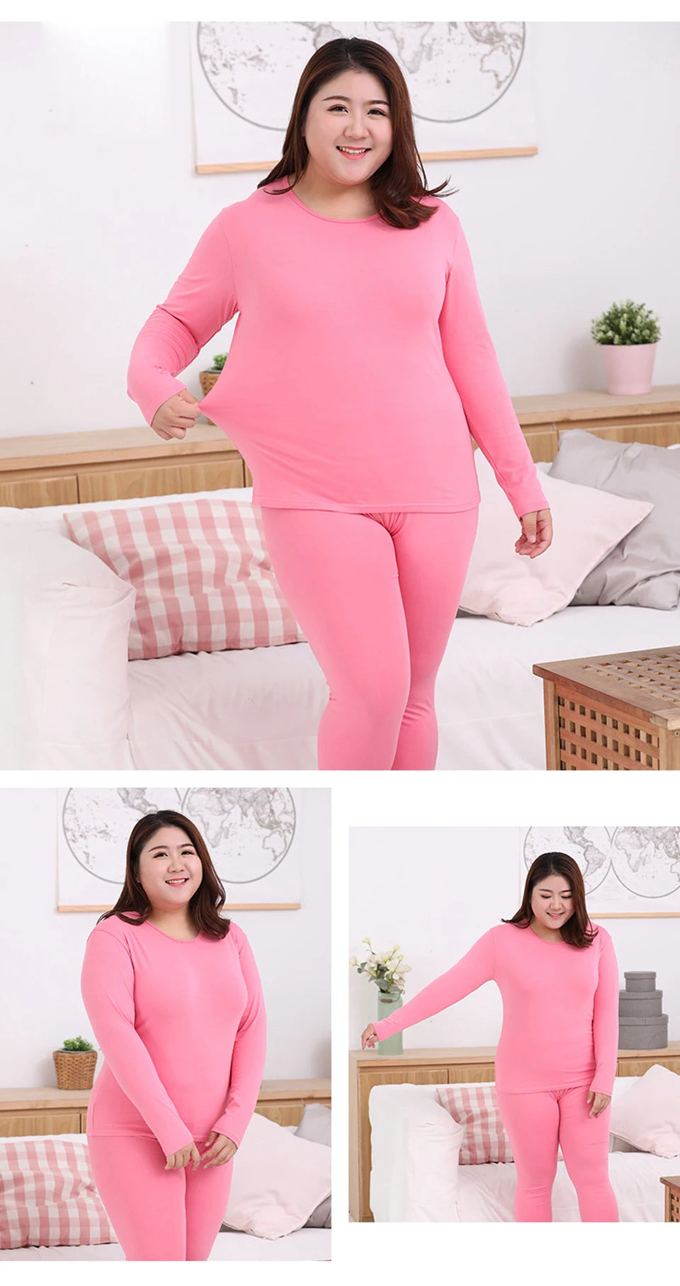 Women's Thermal Apparel: Plus Size, Warm Base Layers Long John Thermal Underwear And Undershirt Sets / Rungear