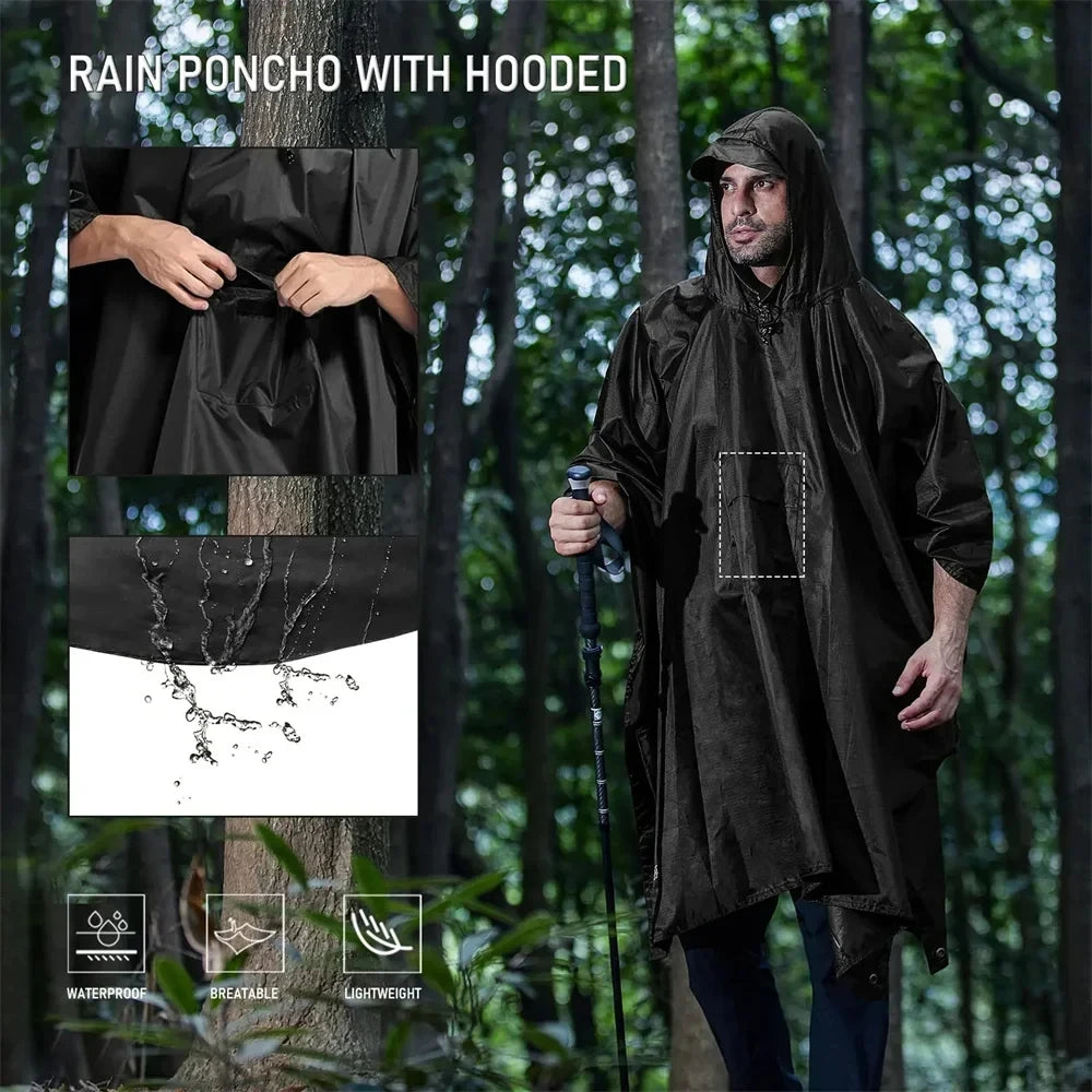 3-in-1 Waterproof Rain Poncho with Sleeves | Running, Hiking & Outdoor