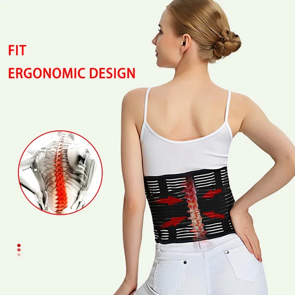 Lumbar Back Brace Support Belt | Breathable Anti-Skid with 5 Stays | Heating & Ventilate