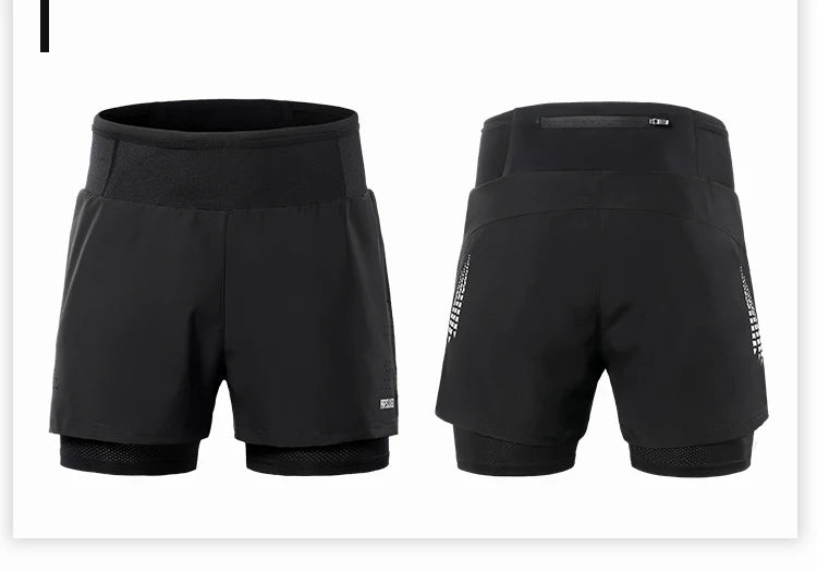 Men's 2 in 1 High Waist Training Gym Fitness Workout Sports Shorts Pants Double Layer B233