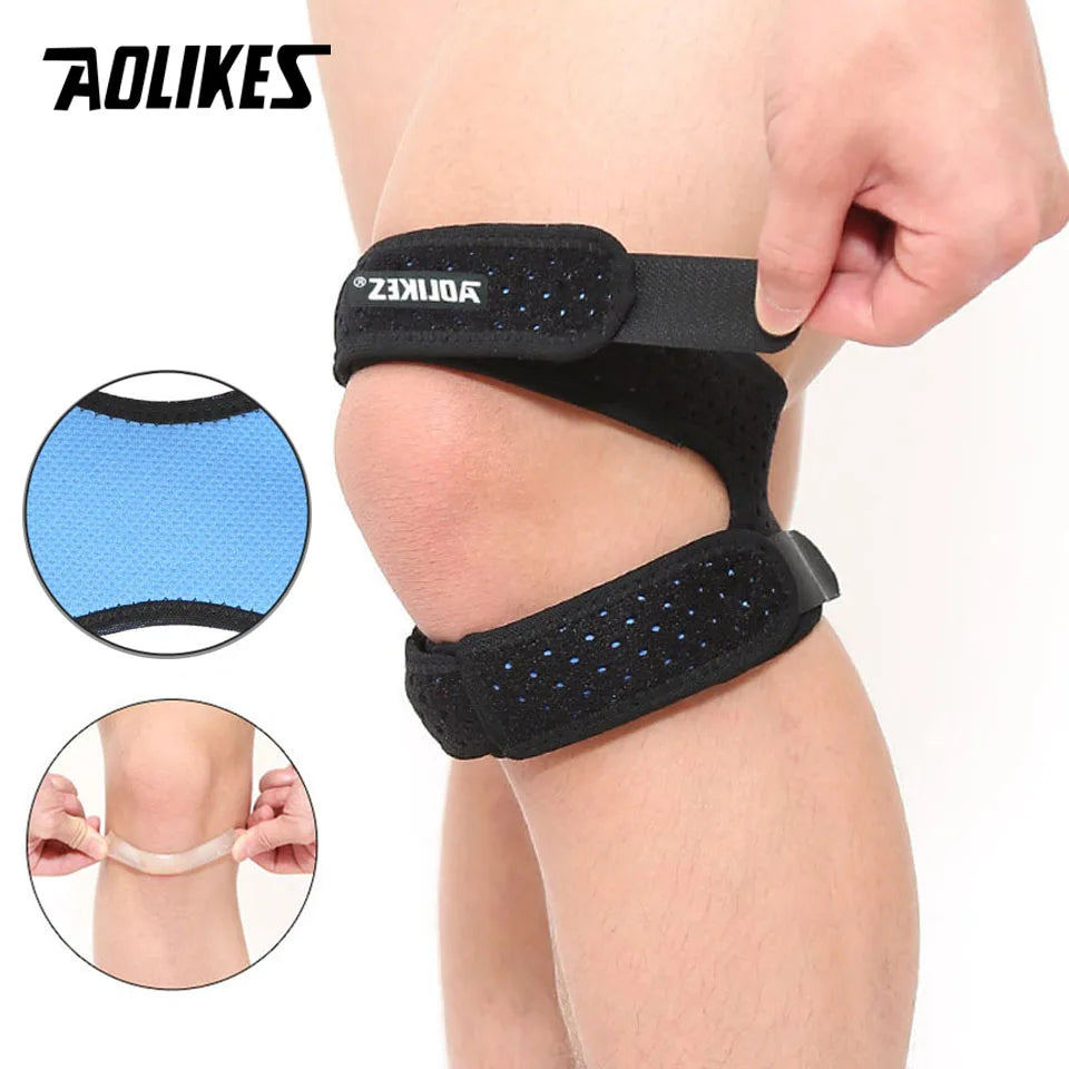 AOLIKES Adjustable Patella Knee Strap – Double Compression Support for Running & Sports
