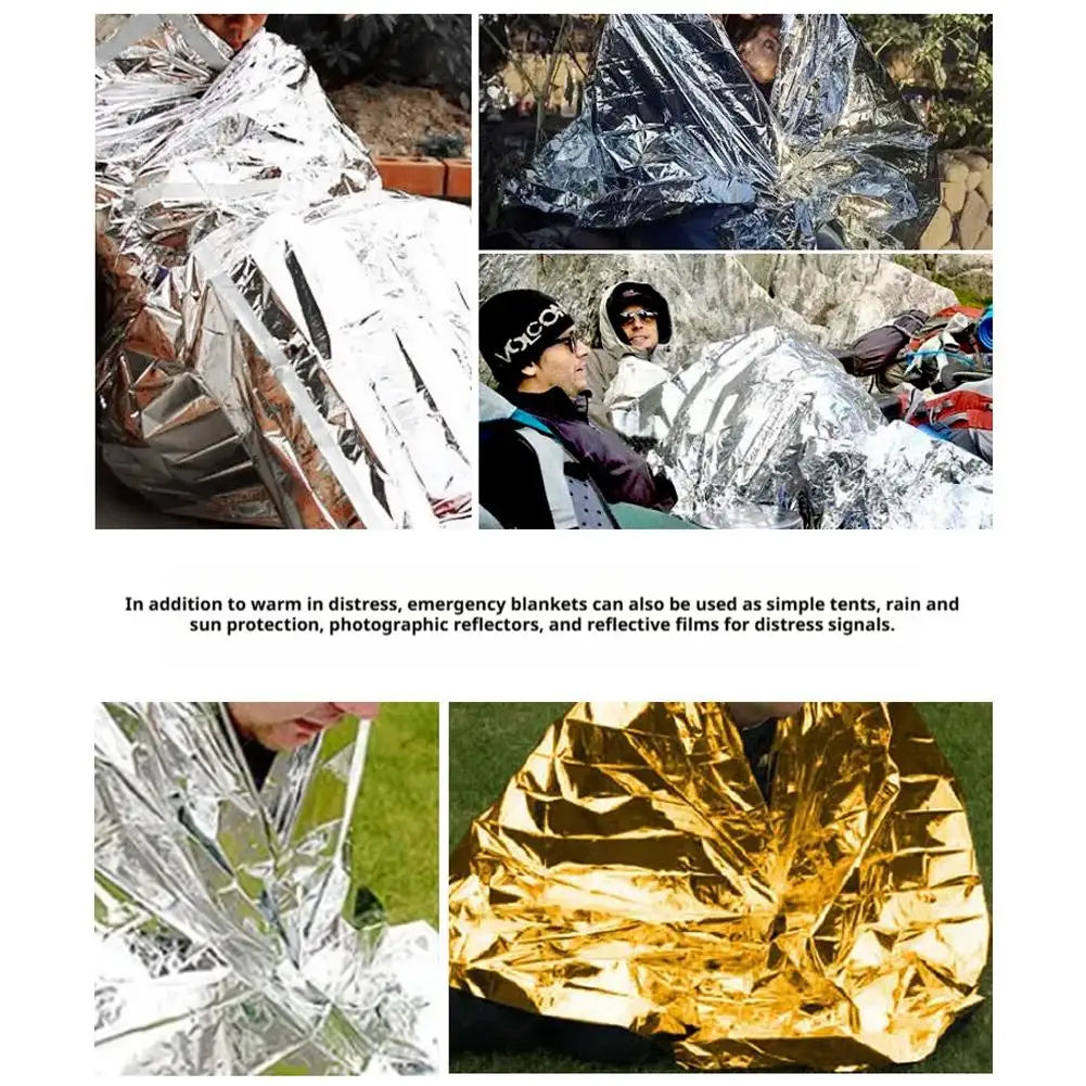 RUNGEAR Emergency Foil Thermal Blanket | Windproof & Waterproof Survival Blanket for Trail Running, Hiking & First Aid