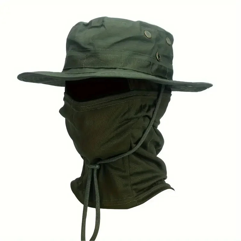 Camouflage Boonie Hat with Integrated Balaclava – Wide Brim, Foldable, UV Protection | Hunting, Fishing & Outdoor | 8 Camo Patterns