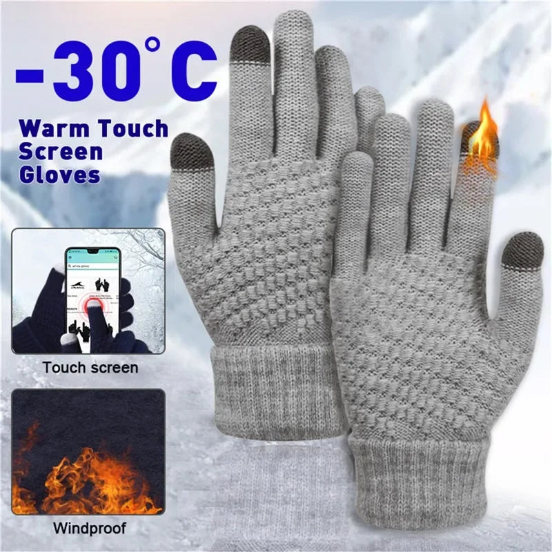 Safety Gear Accessories: WRELS Unisex, Classic Knit, Full Finger Stretch, Warm Winter Touch Screen Gloves for Running, Hiking, Outdoor Sports / Rungear
