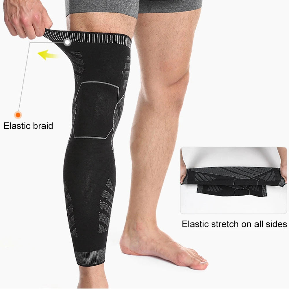 Long Full Leg Sports Brace Support Compression Sleeves For Knee Pain Relief
