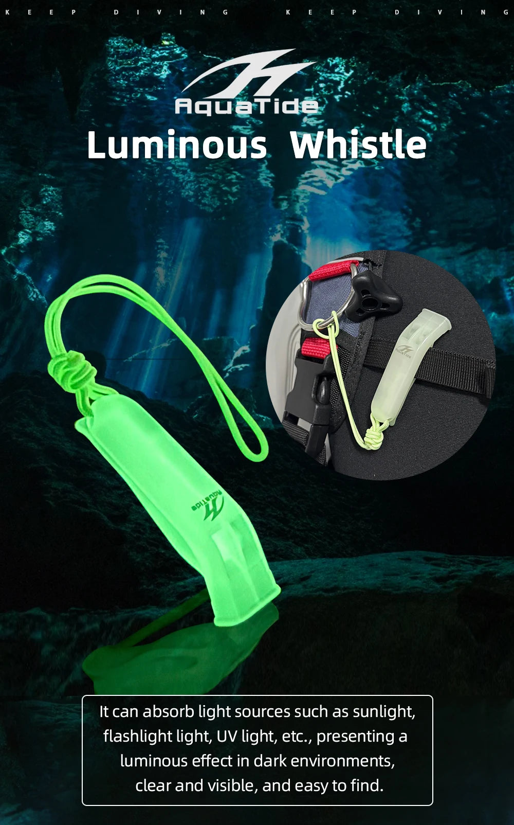 RUNGEAR Luminous Glow-in-the-Dark Safety Whistle | Ultra High-Decibel Emergency Whistle for Trail Running, Water Sports & EDC