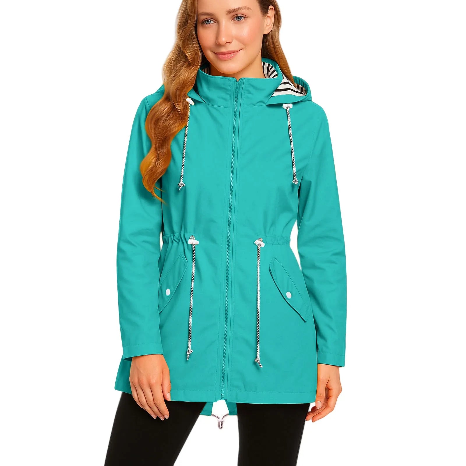 Women's Lightweight Jackets: Long, Waterproof, Outdoor Rain Coat Jacket / Rungear