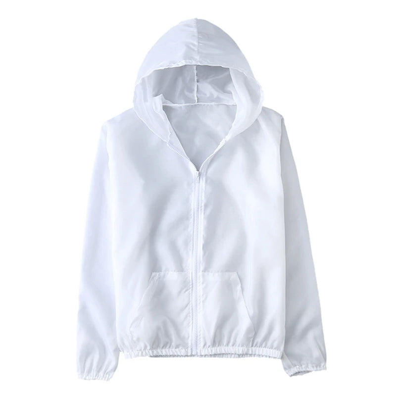 Women's Sun Protection Windbreaker – Lightweight, Hooded, Full-Zip | Outdoor Sports & Casual | S–M