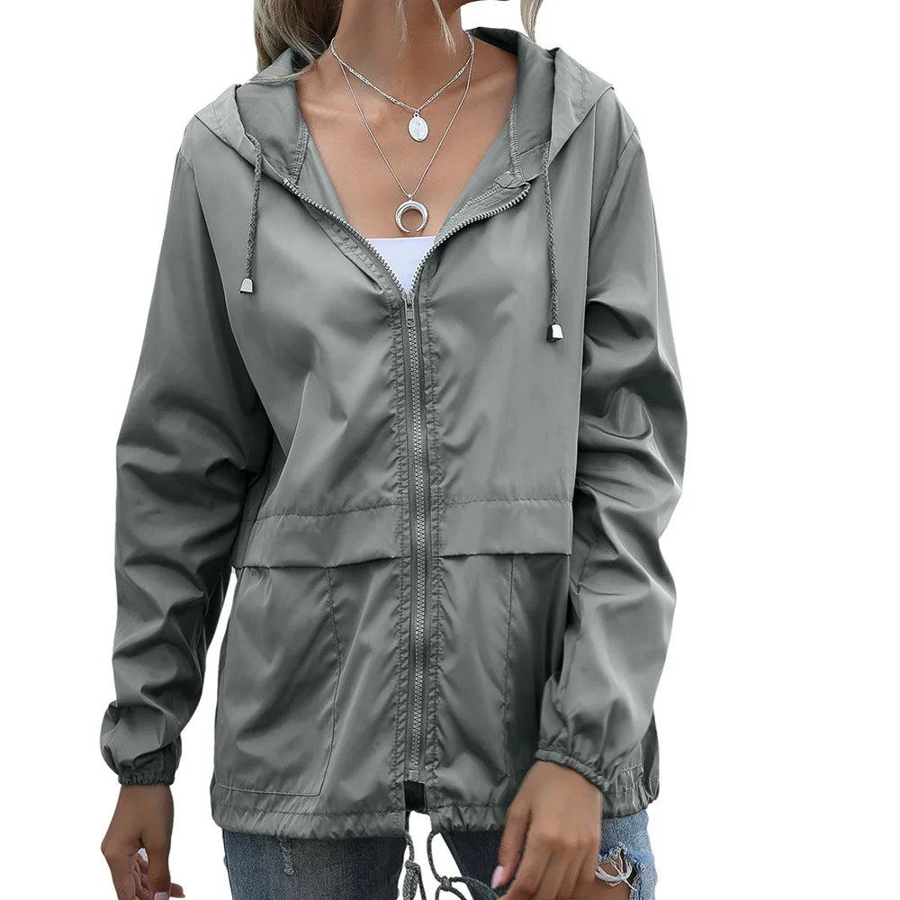Women's Jackets Apparel: Ultralight, Waterproof, Windproof, Slim Hooded Windbreaker Jacket / Rungear