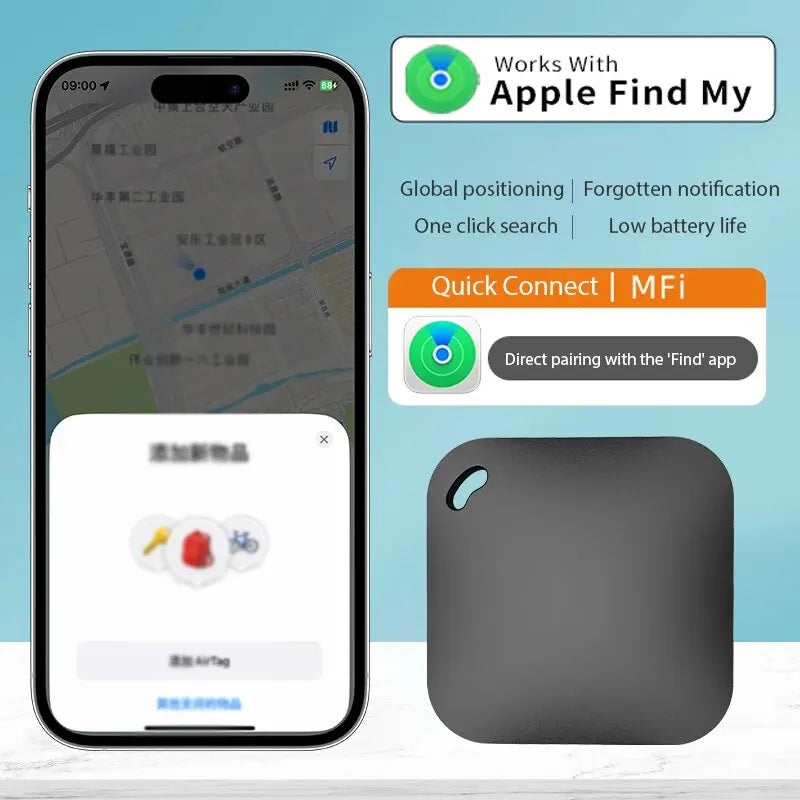 Smart Bluetooth GPS Tracker – Works with Apple Find My, Anti-Lost Locator for Keys, Pets & Kids