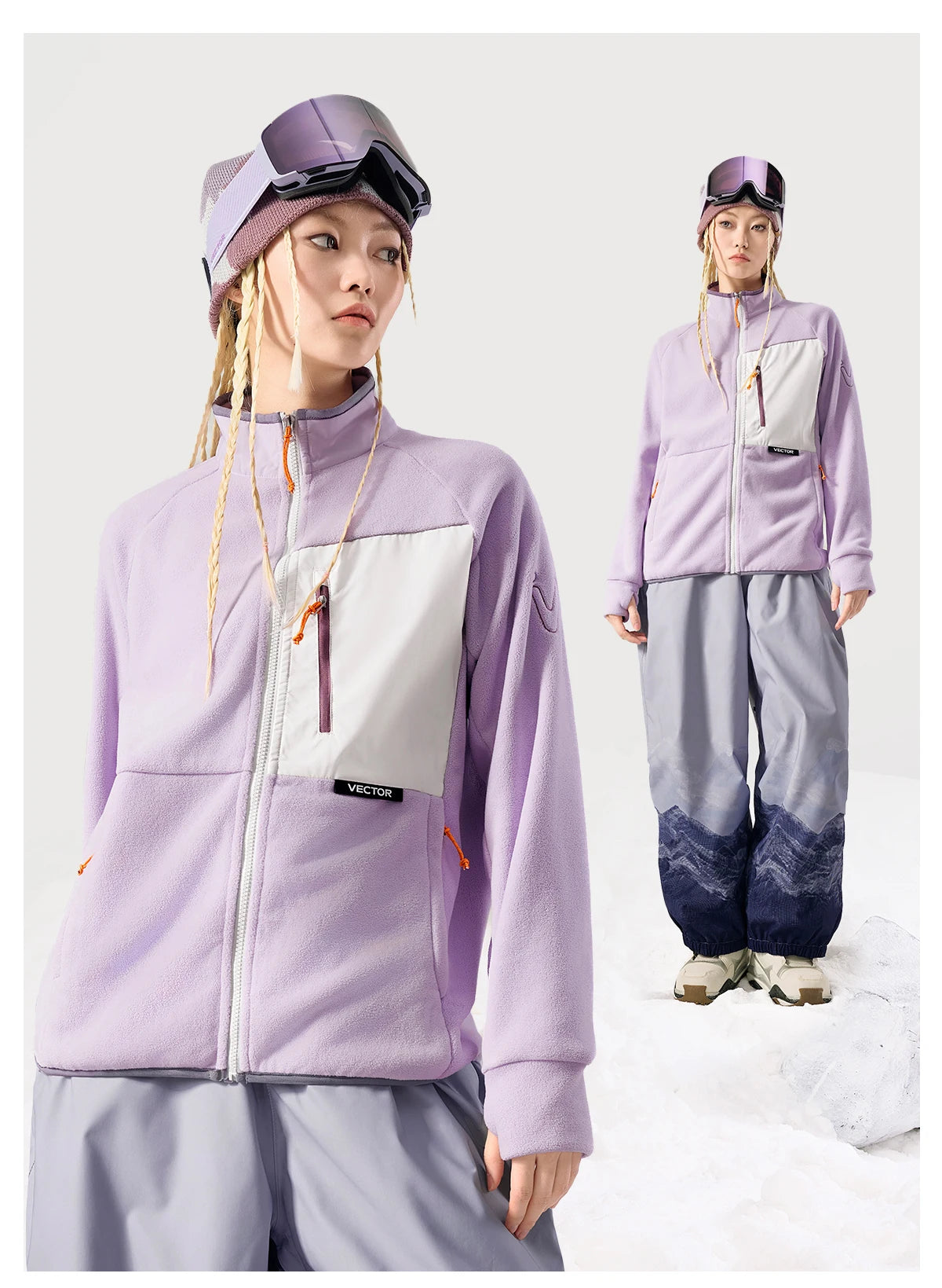 Unisex Winter Jackets: VECTOR Unisex Fleece, Contrast Sleeve, Warm Winter Sweatshirt Jacket / Rungear