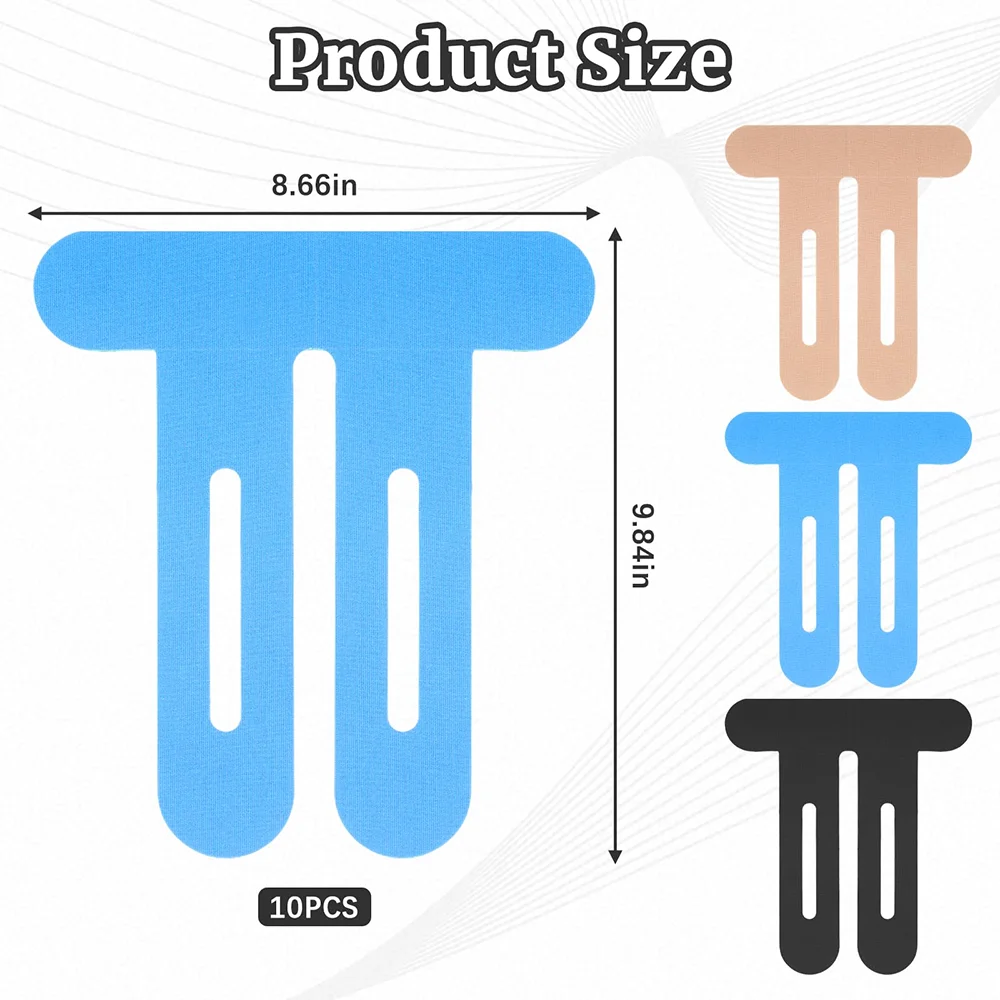 Pre-Cut Kinesiology Tape for Knees | Waterproof & Breathable Athletic Support (10 Pack)