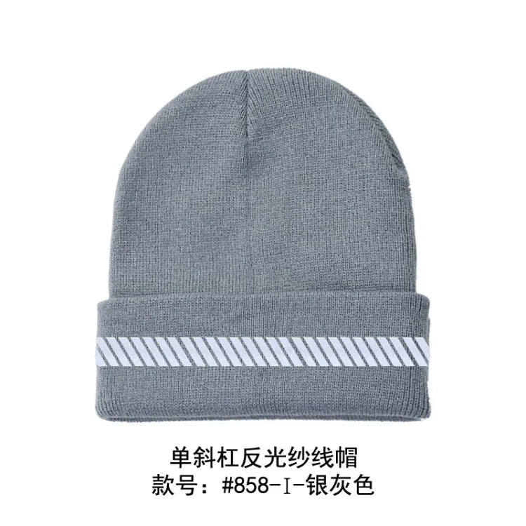 Reflective Hat Gear: High Visibility Safety Beanie, Reflective Knit, Ribbed Warm Winter Hats for Night Running, Hiking, Cycling / Rungear