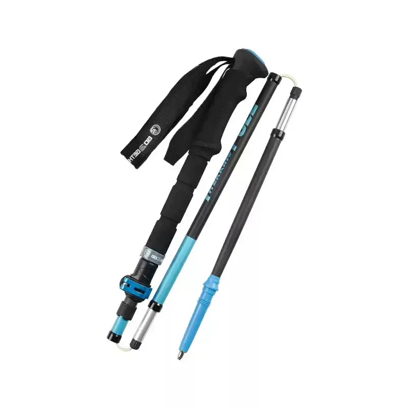 Trail Gear Accessories: Carbon Ultra Light, Foldable And Anti Slip Drill Rod Hiking Poles With External Lock / Rungear