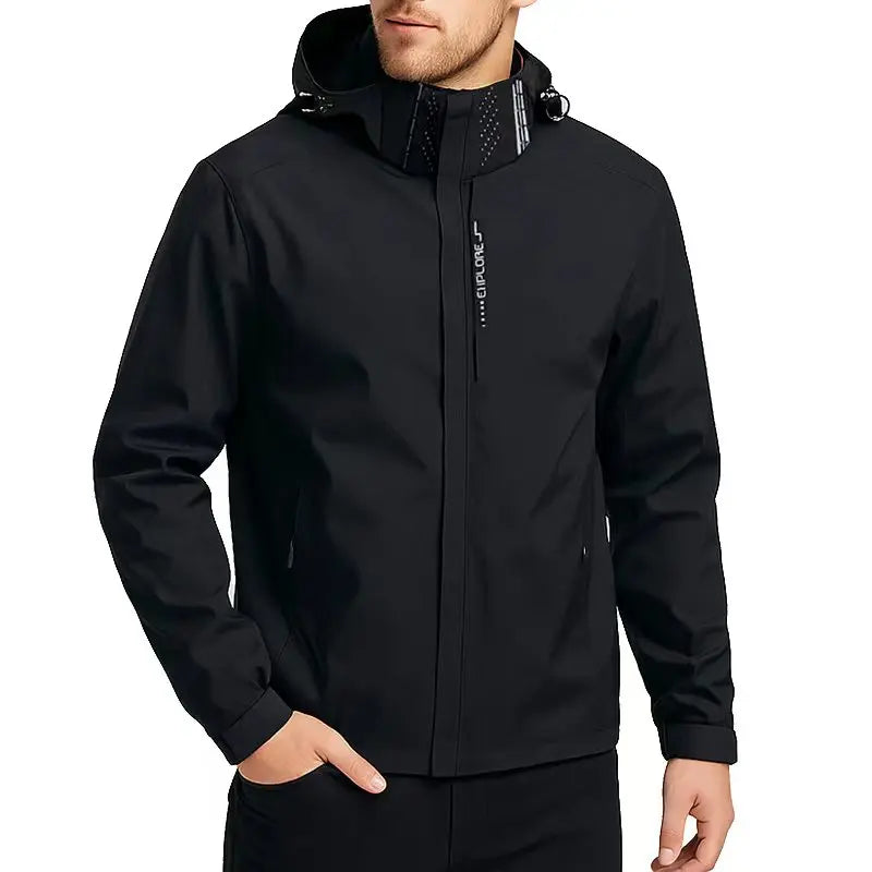 Men's Waterproof Hooded Running Jacket | Lightweight Windproof Raincoat