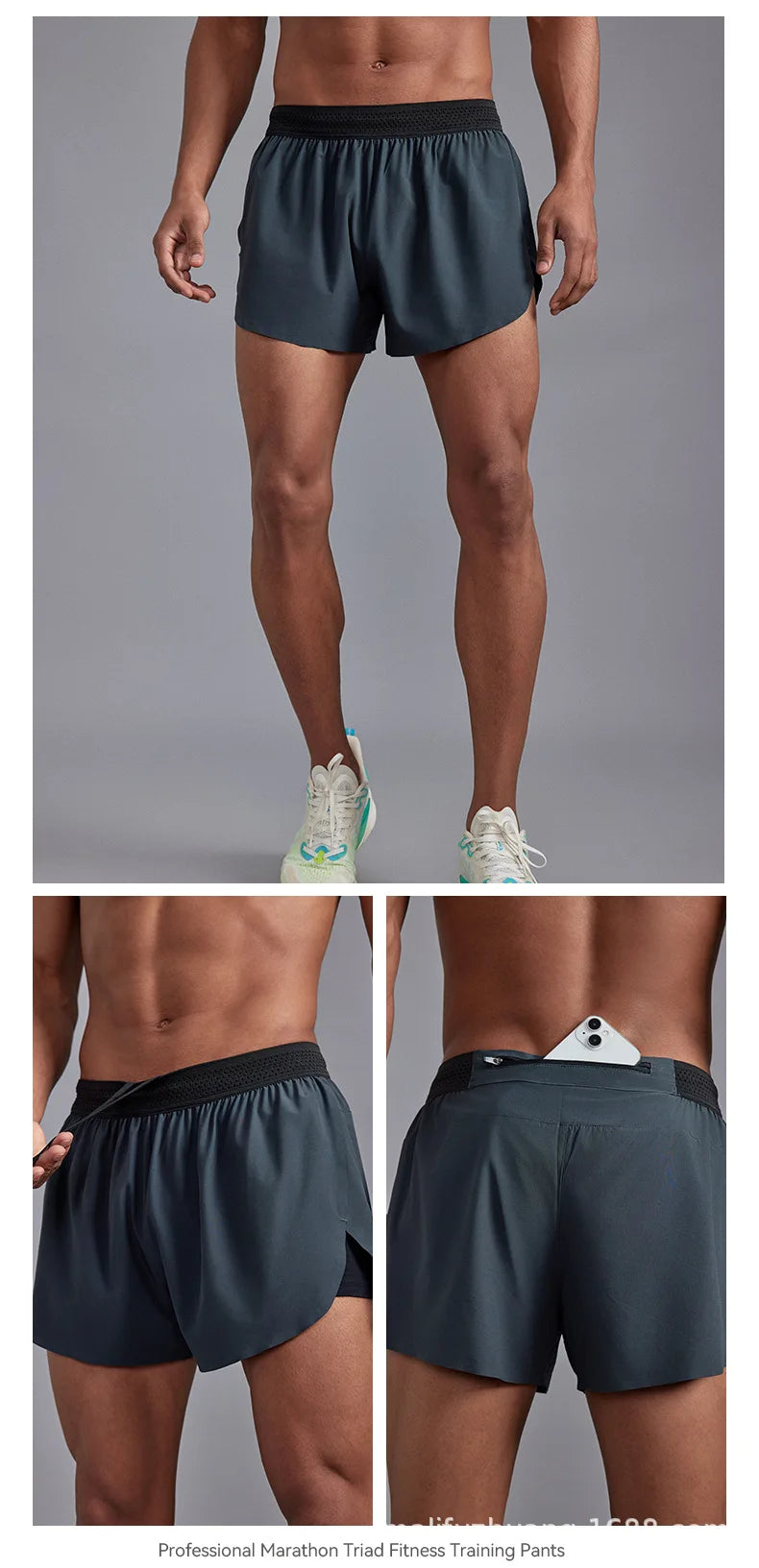 Men's Quick-Dry Apparel: Lightweight, Athletic 3-Inch Marathon Shorts with Built-in Liner Waist Pocket for Trail, Running / Rungear
