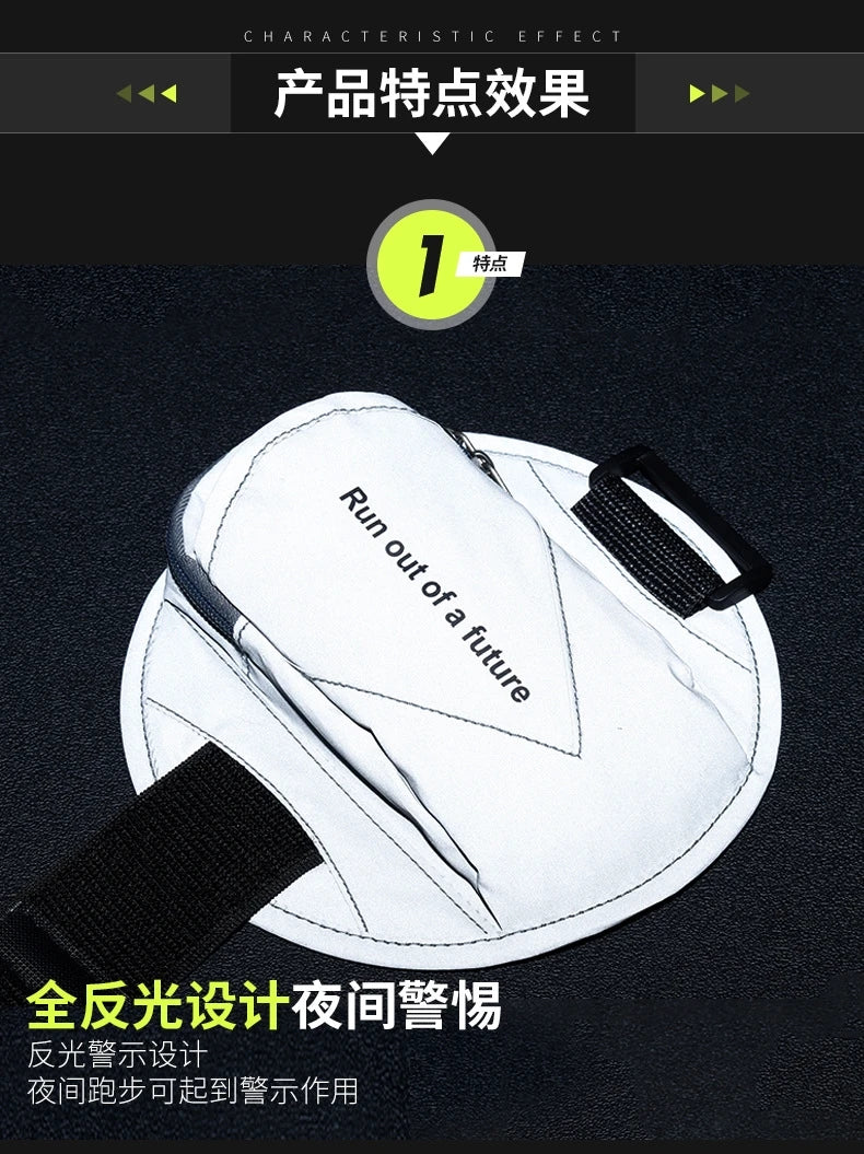 Circular Running Phone Armband – Reflective, Zippered Pouch, Adjustable Strap | Fits up to 6.5" | Night Running & Fitness | 5 Colours