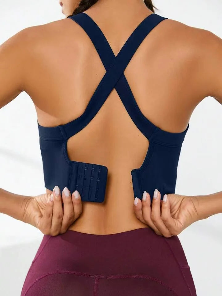Women's Cross-Back Sports Bra – Adjustable, No Pad, All-Sport Fit