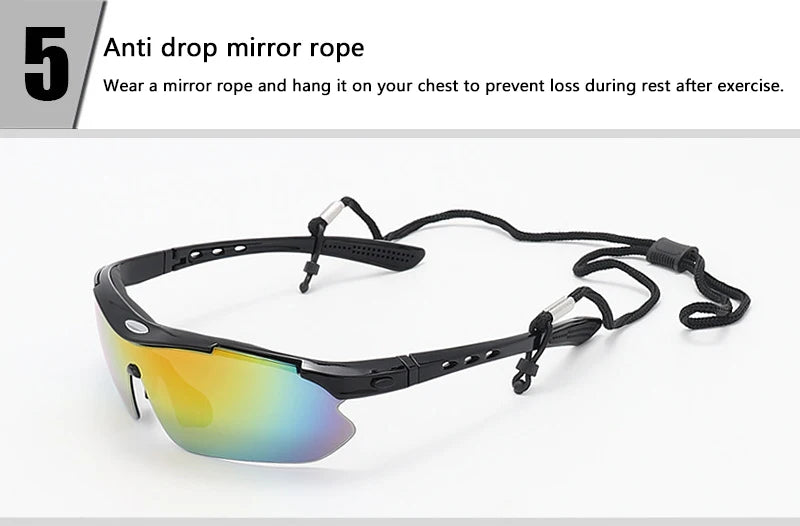 UV400 Sports Sunglasses with 5 Interchangeable Lenses | Running, Cycling & Outdoor