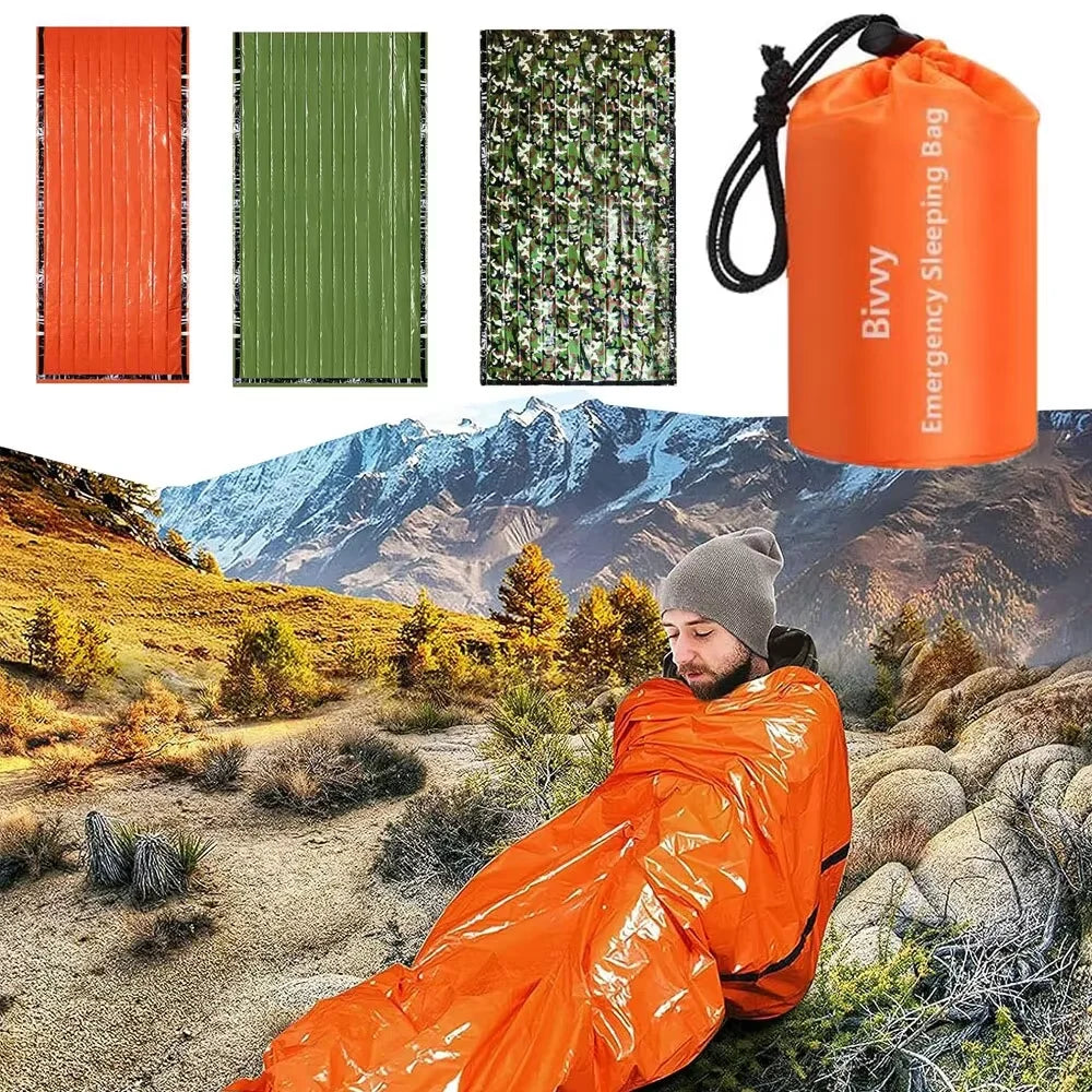 Trail Gear Accessories: Portable Waterproof, Thermal Emergency Survival Sleeping Bag (PE Aluminum Film) / Rungear