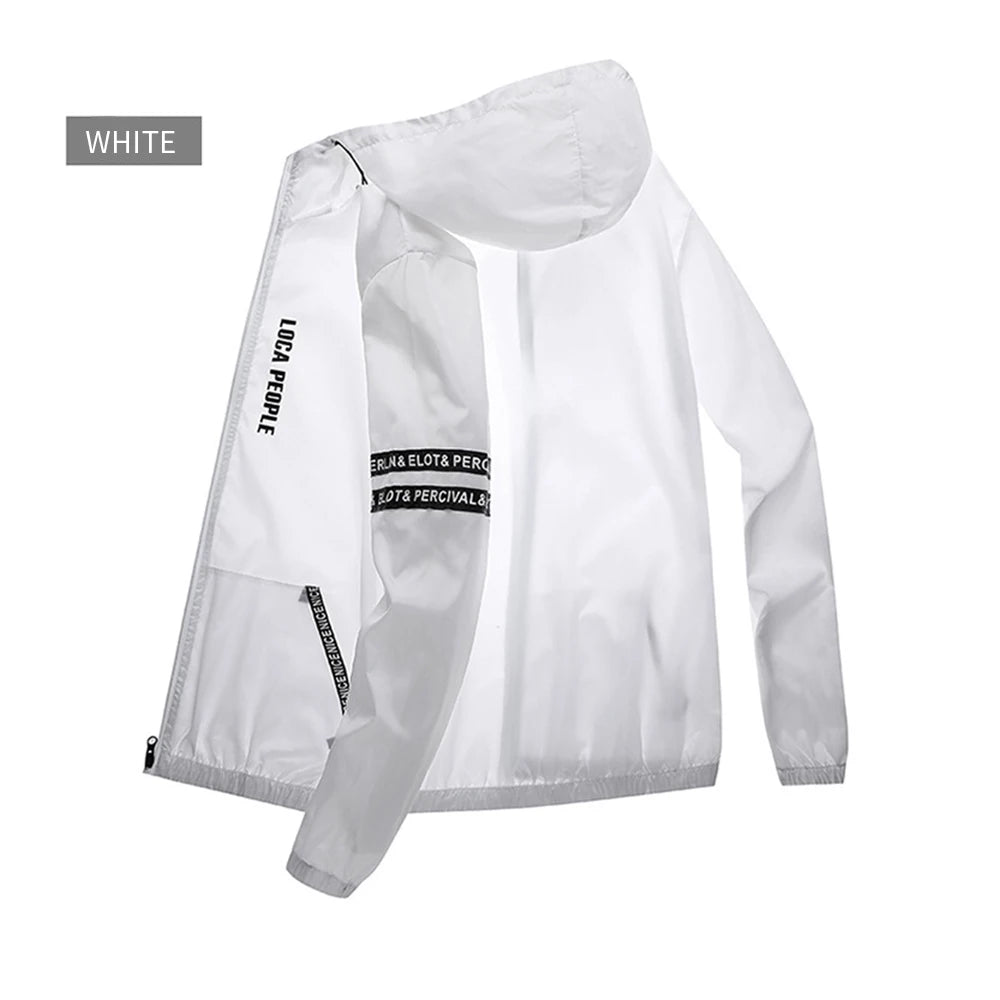 Men's Lightweight Windbreaker Hoodie – UV Protection, Quick-Dry, Full Zip