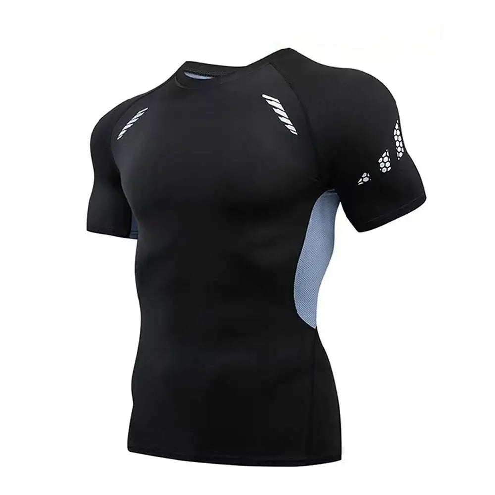 Men's Compression Training Shirt – Short Sleeve Rashguard for Running & Gym Workouts