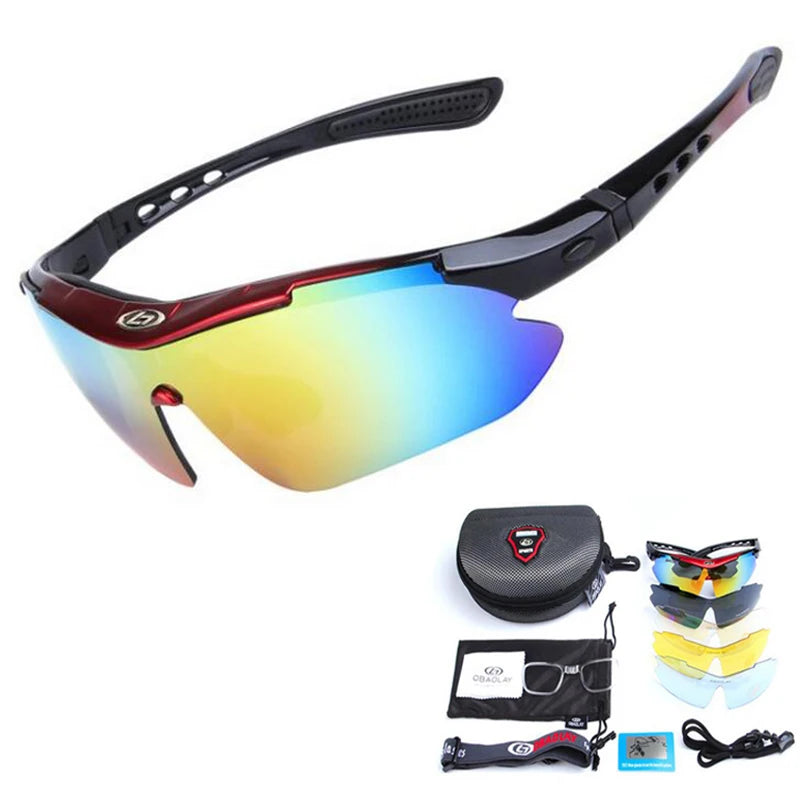 UV400 Sports Sunglasses with 5 Interchangeable Lenses | Running, Cycling & Outdoor
