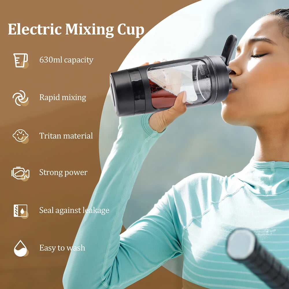 650ml Automatic Electric Protein Shaker Blender – Portable Multipurpose Whey Protein & Juice Mixer Cup for Gym & Fitness | RUNGEAR