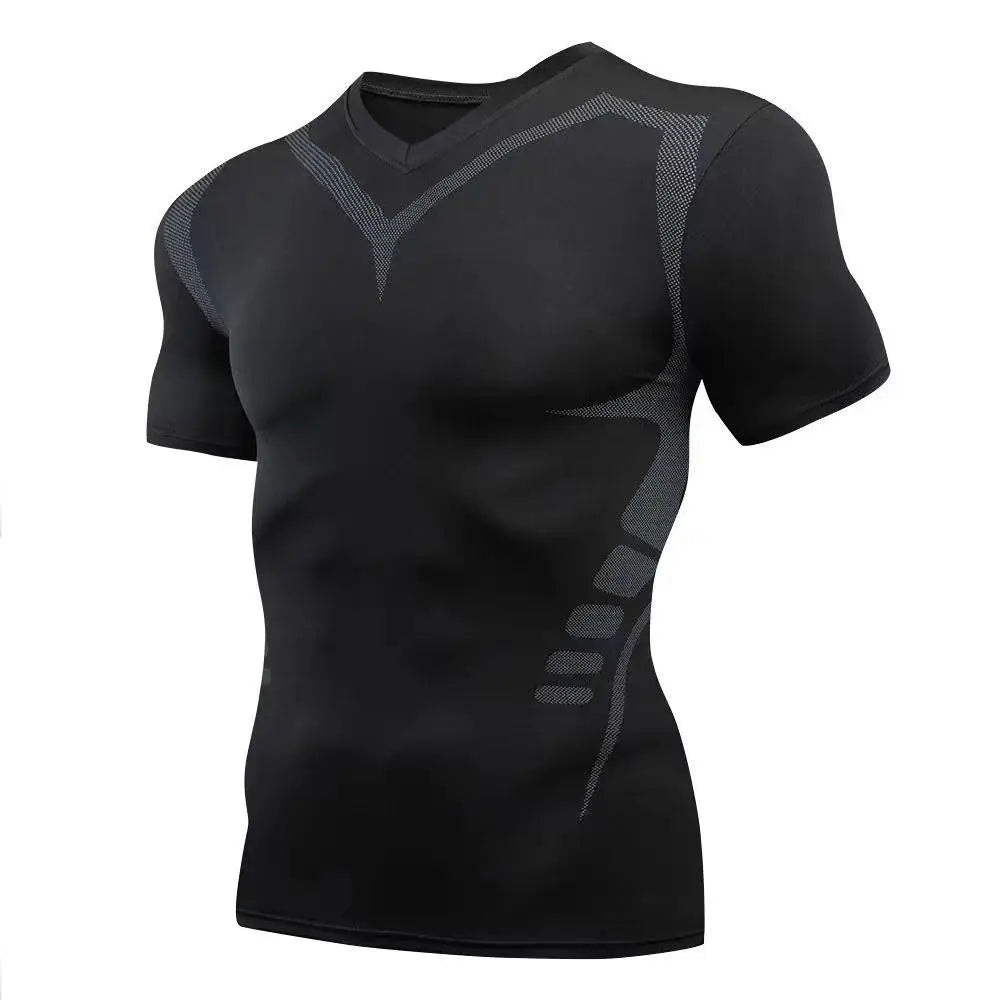 Men's Compression Training Shirt – Short Sleeve Rashguard for Running & Gym Workouts