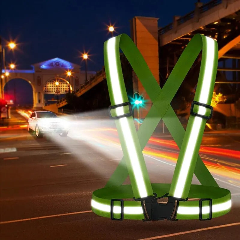 Reflective Elastic Safety Vest – Adjustable High-Visibility Gear for Night Running & Cycling