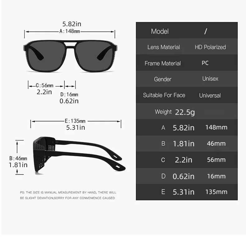 Sunglasses Running Gear: Unisex, Polarized Square Sunglasses for Outdoor Fishing Riding, Running Travel / Rungear