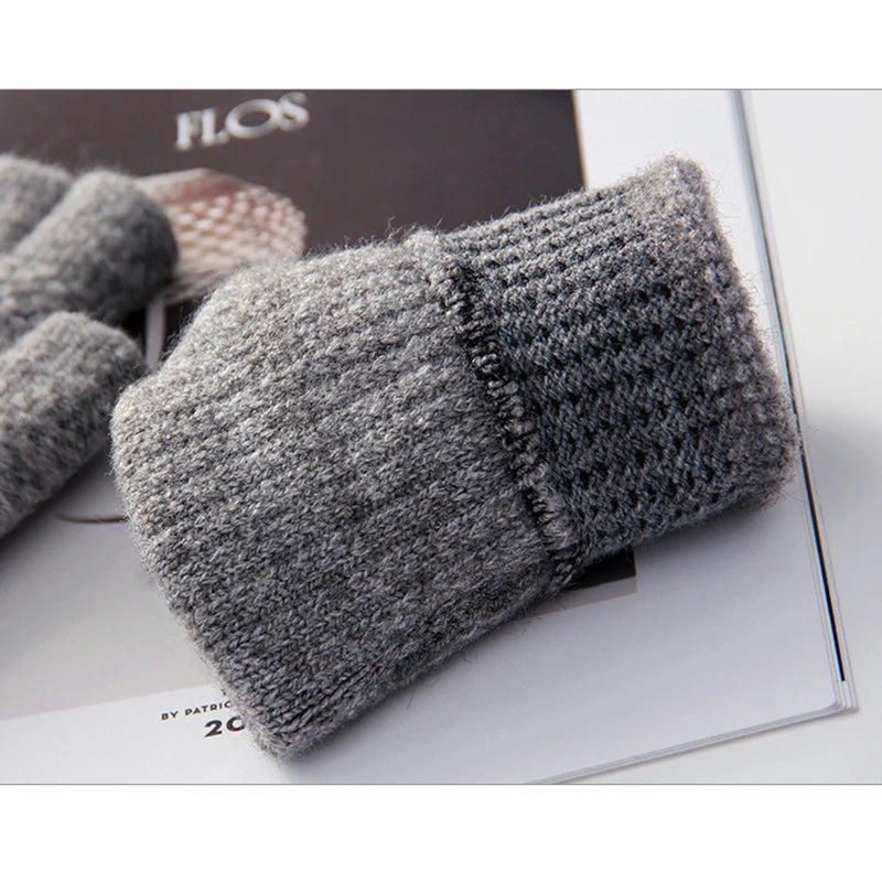 Winter Men's gloves: Warm, Thick Wool, Half Finger Fingerless Gloves / Rungear