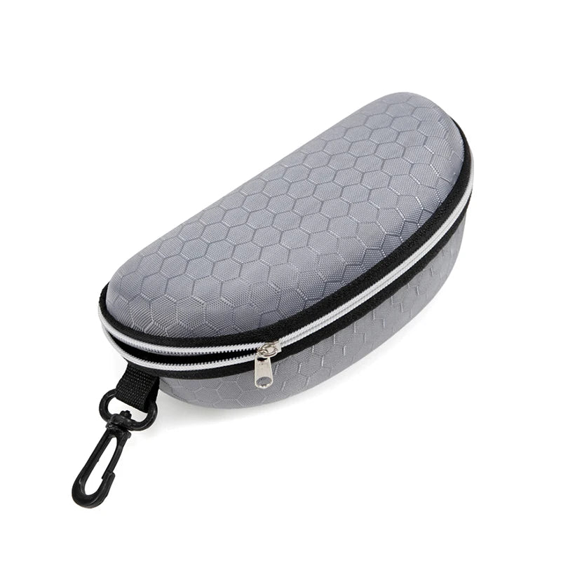Large Hard Shell Zipper Sunglasses & Eyeglasses Case with Carabiner Clip – Waterproof Travel Protection