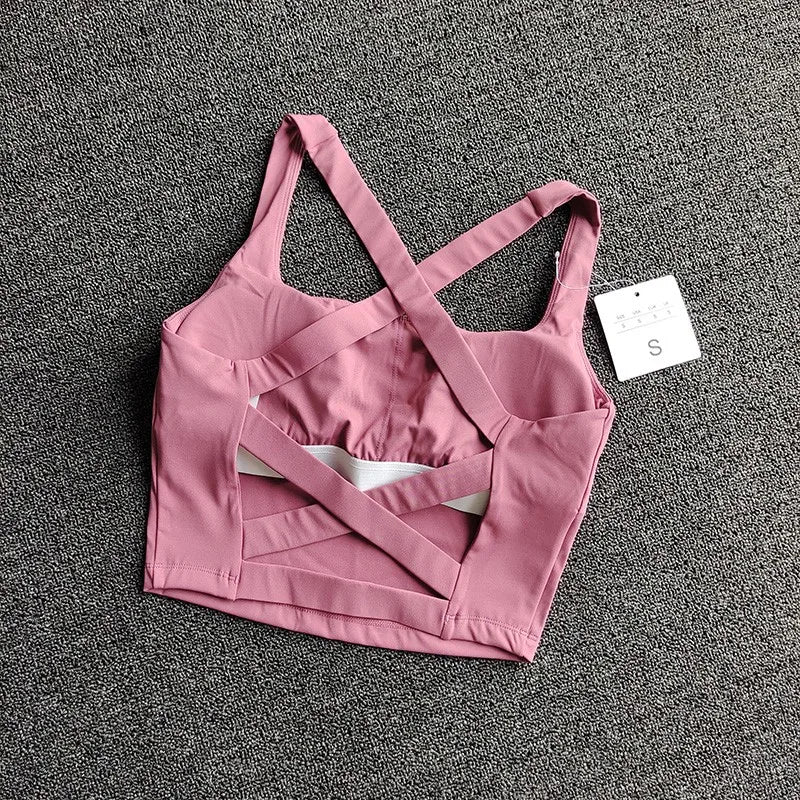 Women's Cross-Strap Wrap Sports Bra | Breathable Push-Up Gym & Yoga Bralette | RUNGEAR