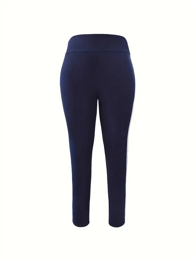 Plus Size Women's Activewear Pants: 1XL-5XL Casual, Slim, Striped Sports Running Pants / Rungear